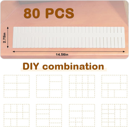 Vesici 80 Pcs Drawer Dividers Adjustable Plastic Organizer DIY Separators Storage Dividers for Socks, Underwear, Makeup, Tidy Kitchen, Bedroom, Dresser(Black)