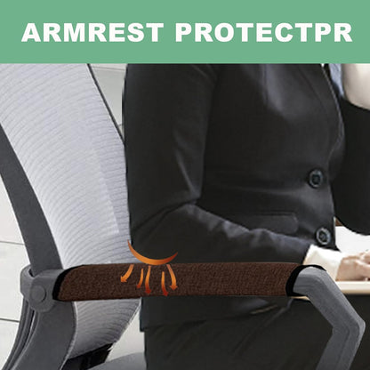 Ntomtuex Linen Office Chair Arm Covers Computer Chair Armrest Pads Covers Adjustable Desk Chair Arm Wheelchair Armrest Protector, Set of 2, Brown