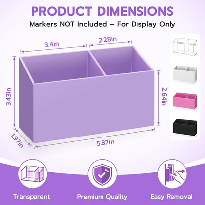 MR.MATE Magnetic Pen Holder,Clear Magnetic Marker Cup for Fridge Whiteboard | Dry Erase Marker Pencil Holder with Acrylic Cup and Strong Magnet, Non-slip Design For Refrigerator Locker Office & Classroom