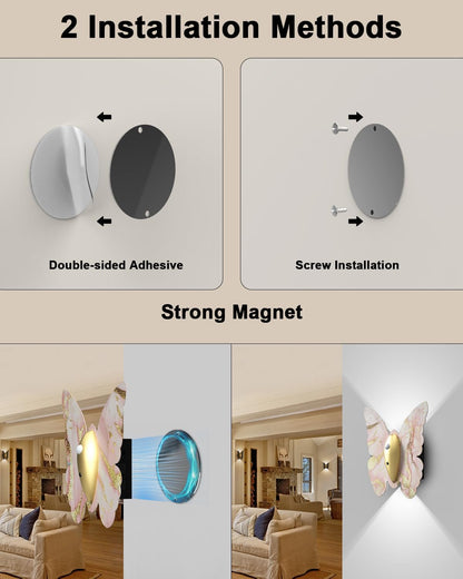 Eneru Motion Sensor Wall Sconce Set of 2, Rechargeable Wall Lights, Indoor