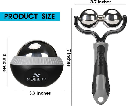 Nobility Massage Ball Roller– Ice Cold and Hot for Deep Tissue and Sore Muscle Relief of Stiffness and Stress, Body, Neck, Back, Foot, Plantar Double Black