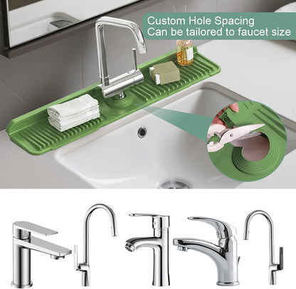 24 Inch Upgraded Draining Mat Folding faucet Mat for Bathroom Sink Splash Guard 7° Slope with Button Lock Water Draining Pad for Kitchen Bathroom Bar(Pink)