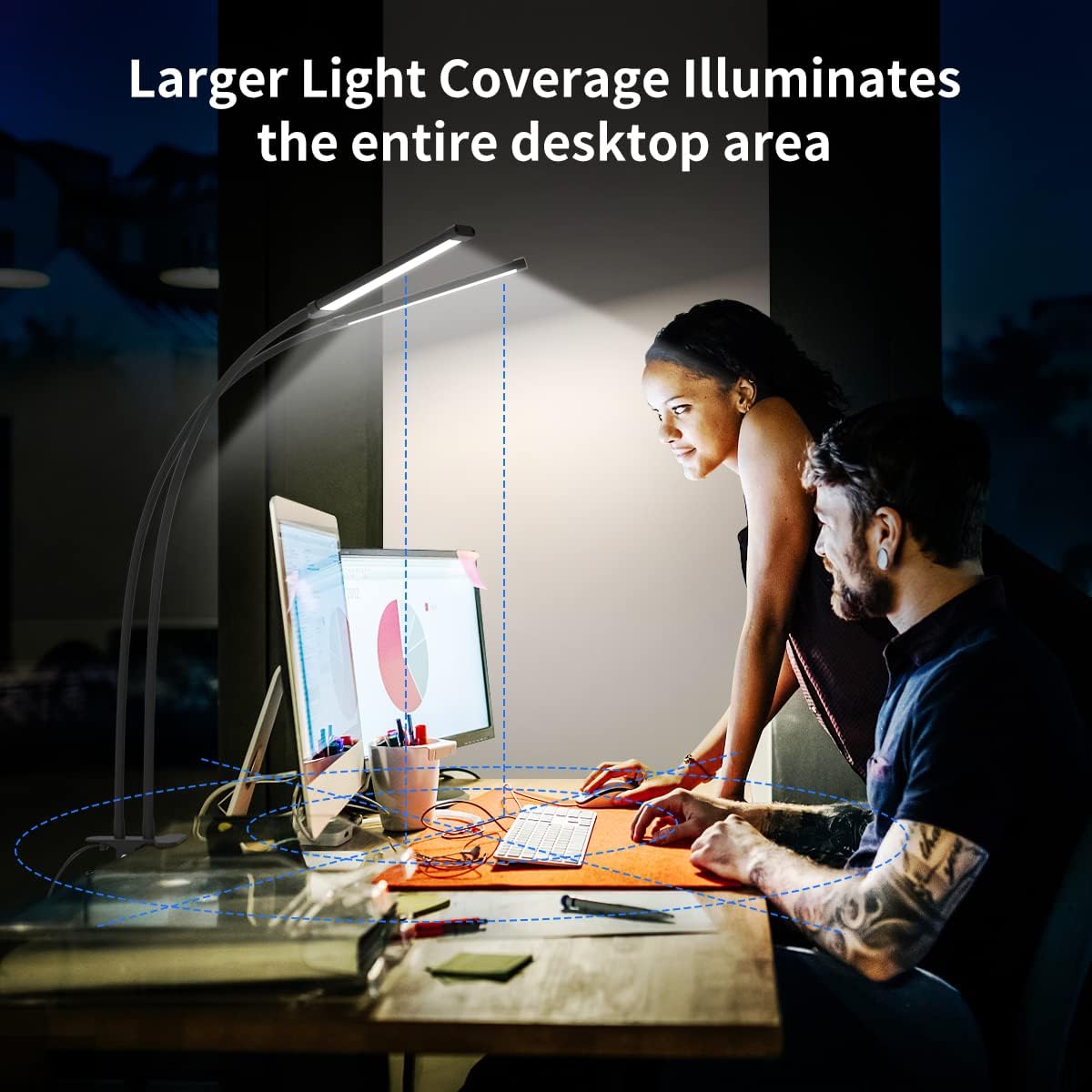 iZELL LED Desk Lamp for Home Office with Clamp [77 LEDs Light 3 Color Modes & 10 Brightness Levels] Flexible Gooseneck Book Lights, Easy Clip on Reading Headboard