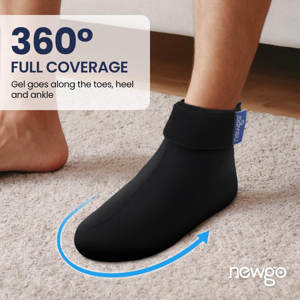 NEWGO Cold Therapy Sock, Ice Pack for Neuropathy & Plantar Fasciitis | Reusable Gel Ice Pack Wrap for Ankle & Foot, Full Foot Coverage, Soothes Neuropathy, Swelling, and Sprains, Single Unit