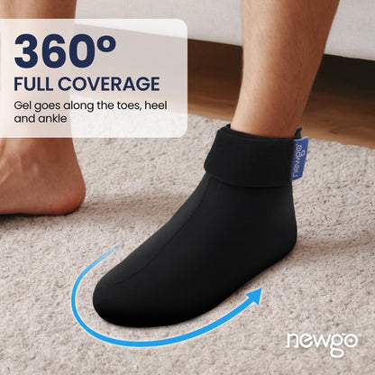 NEWGO Cold Therapy Sock, Ice Pack for Neuropathy & Plantar Fasciitis | Reusable Gel Ice Pack Wrap for Ankle & Foot, Full Foot Coverage, Soothes Neuropathy, Swelling, and Sprains, Single Unit