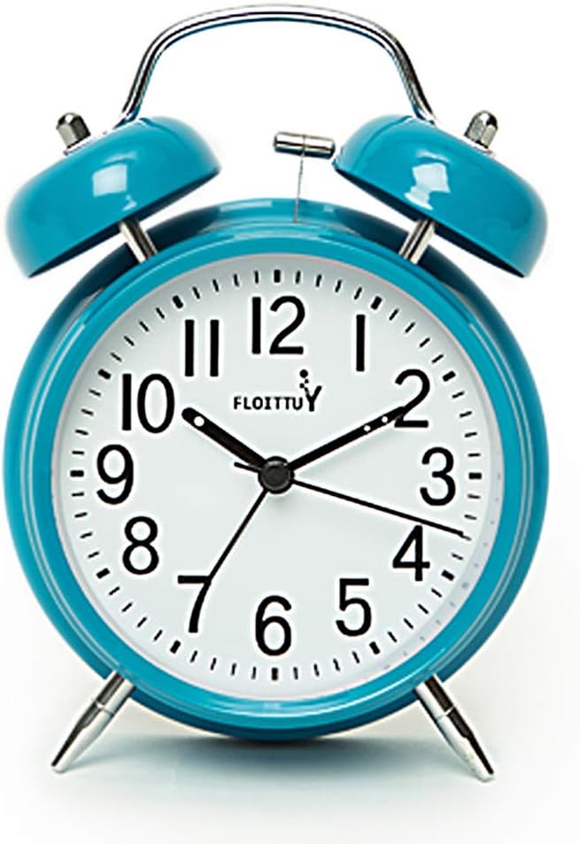 FLOITTUY Loud Alarm for Deep Sleepers 4'' Twin Bell Alarm Clock with Backlight for Bedroom and Home Decoration(Green)