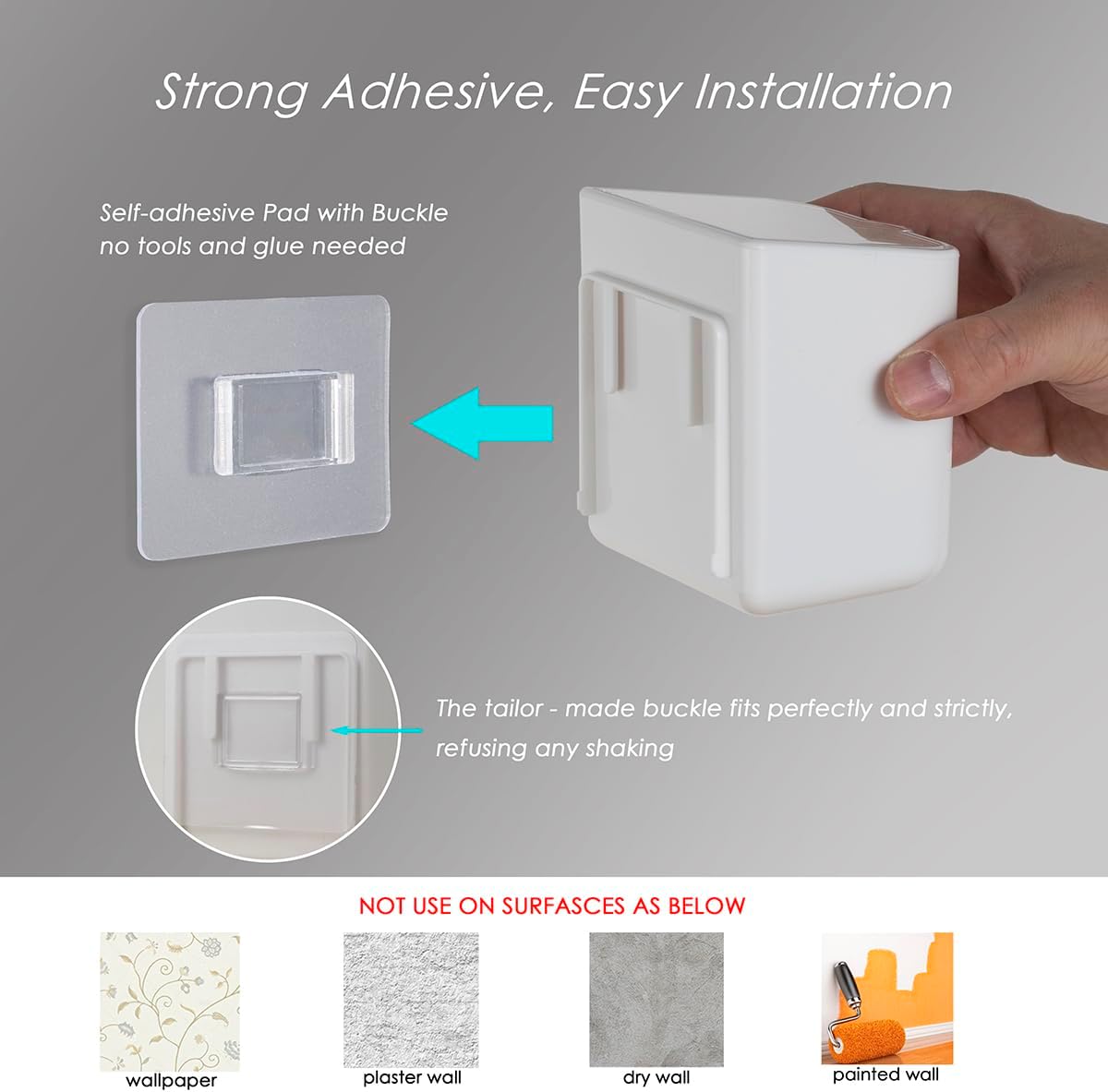 Toothbrush Holders for Bathroom - Detachable Divided Design, Drawer Drainage Tray, Adhesive Wall-Mounted/Countertop Dual-Use, Large Capacity Organizer for Bathroom/Kitchen/Office, Easy Install (Clear)