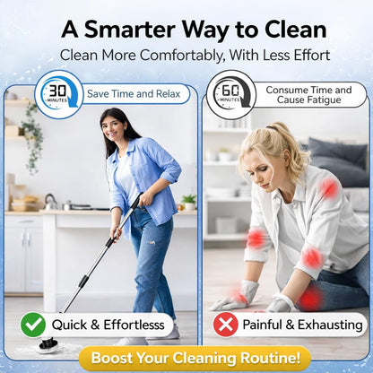 Premium Electric Bathroom Cleaning Brush, Waterproof Cordless Bathroom & Kitchen Cleaning Brush with Adjustable Handle & 9 Replaceable Heads – Powerful Deep Clean Tile, Grout, Tub, Window & Floor