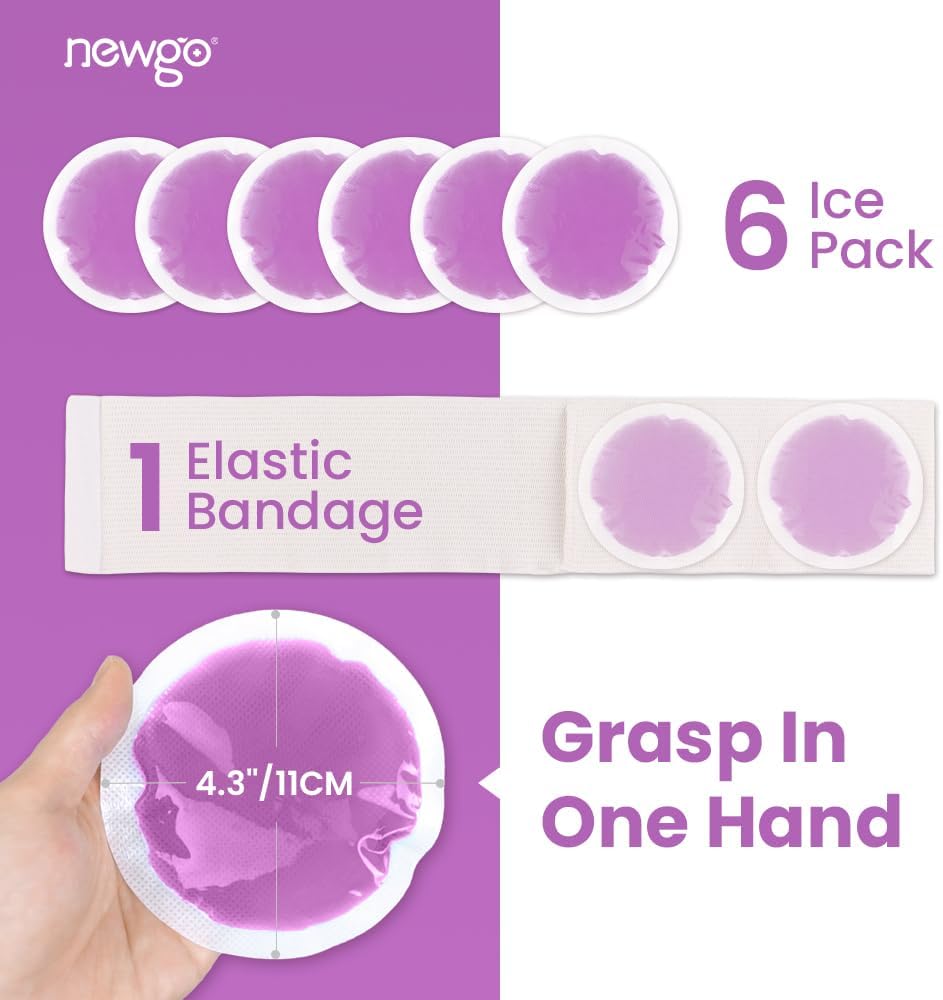 NEWGO Small Ice Packs for Injuries Reusable with Cloth Backing, 6 Packs | FSA Eligible, Round Hot and Cold Gel Pack, Flexible Cold Pack for Face, Toothache, Eyes Pain Relief