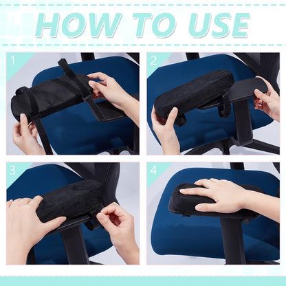 NBEADS 2Pcs Comfortable Arm Rest Cover, Removable Office Chair Armrest Pads Polyester Car Armrest Cushion Polyester Arm Rest for Desk Chair and Gaming Chair Armrest Pads, 9.3x3x1.2inch