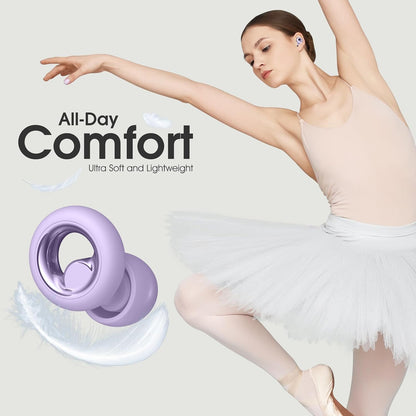 Noise Cancelling Ear Plugs for Sleeping, Reusable Silicone Ear Plugs for Noise Reduction, Soft Hearing Protection with 8 Ear Tips for Concerts, Work, Shooting, and Travel(Rose)