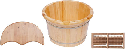 Wooden Foot Bath Basin, Health Foot Massage Barrel Feet Spa Soak Bucket w/Roller