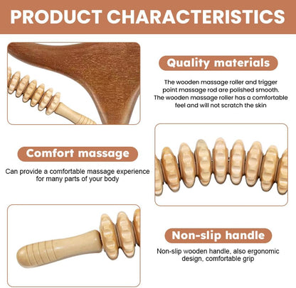 2pcs Wood Massage Roller,Manual Wooden Fascia Massage Tool