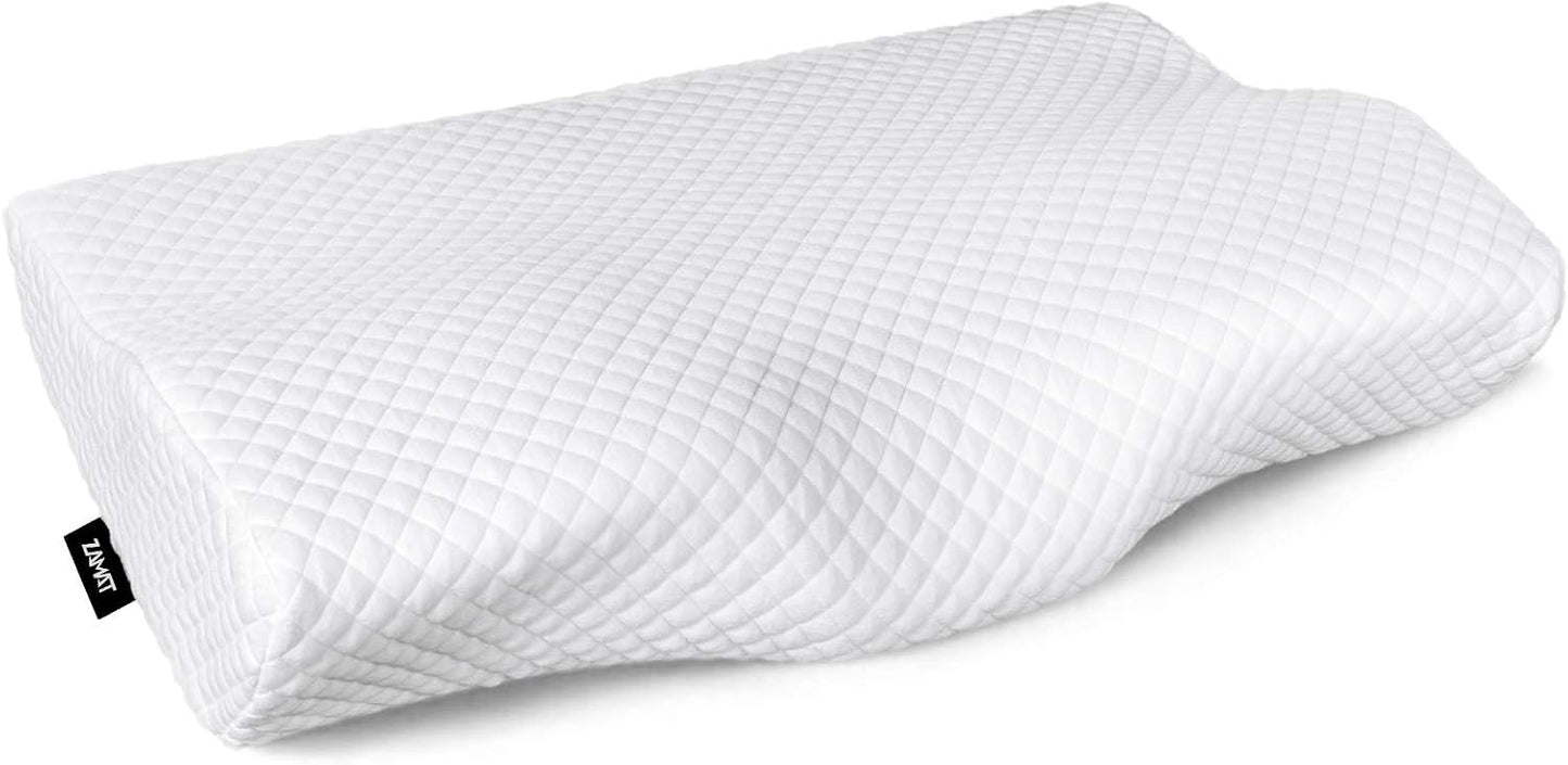 Memory Foam Pillow for Neck Pain Relief, Adjustable Orthopedic Ergonomic Cervical Pillow for Sleeping with Washable Cover, Bed Pillows for Side, Back, Stomach Sleepers