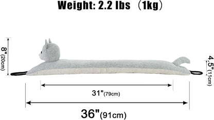 Under Door Draft Stopper Decorative Wind Stopper 36 inch for Door & Window, Weighted Animal Air Draft Stopper for Bottom of Door with Hanging Loops - Brown Dog