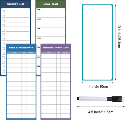 Magnetic Whiteboard for Fridge 5pcs 4x10inch Dry Erase | Magnetic Meal Planner Board for Kitchen Refrigerator - Fridge & Freezer Inventory List Weekly Menu Plan Board Grocery List