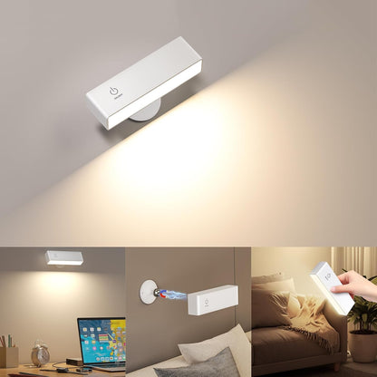 YiLaie Battery Operated Wall Sconces Set of 2, LED Wall Mounted Lights with 4000mAh Rechargeable Battery Operated, 360° Rotate Magnetic Wall Lamp, Dimmable Reading Light for Bedroom, Bedside, Black