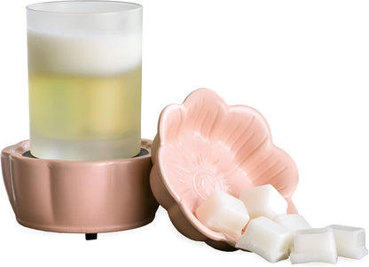 Candle Warmers ETC 2-in-1 Candle and Fragrance Warmer for Warming Scented Candles or Wax Melts and Tarts with to Freshen Room, Pewter Walnut