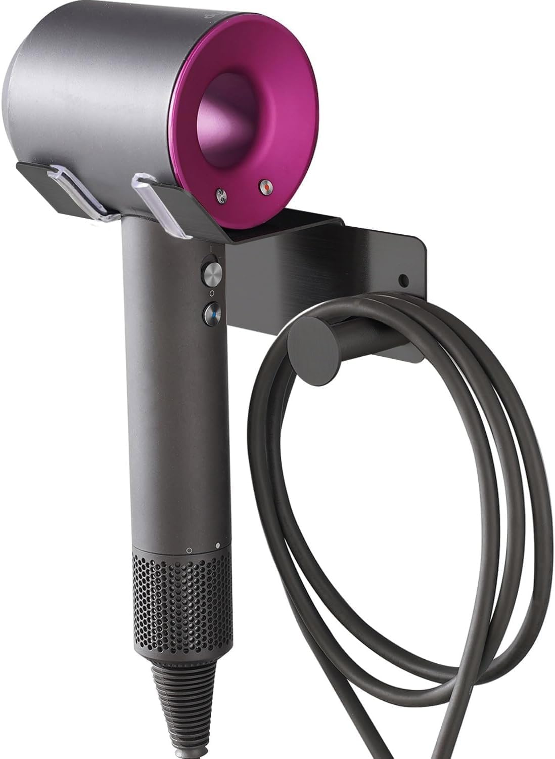 Hair Dryer Holder Wall Mounted, Stainless Steel Blow Dryer Holder for Bathroom, Hair Dryer and Straightener Holder Adhesive or Drilling, Hair Tool Organizer for Salon Barber Shops Banjekt