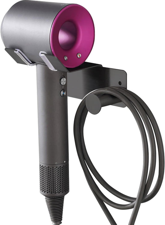 Hair Dryer Holder Wall Mounted, Stainless Steel Blow Dryer Holder for Bathroom, Hair Dryer and Straightener Holder Adhesive or Drilling, Hair Tool Organizer for Salon Barber Shops Banjekt
