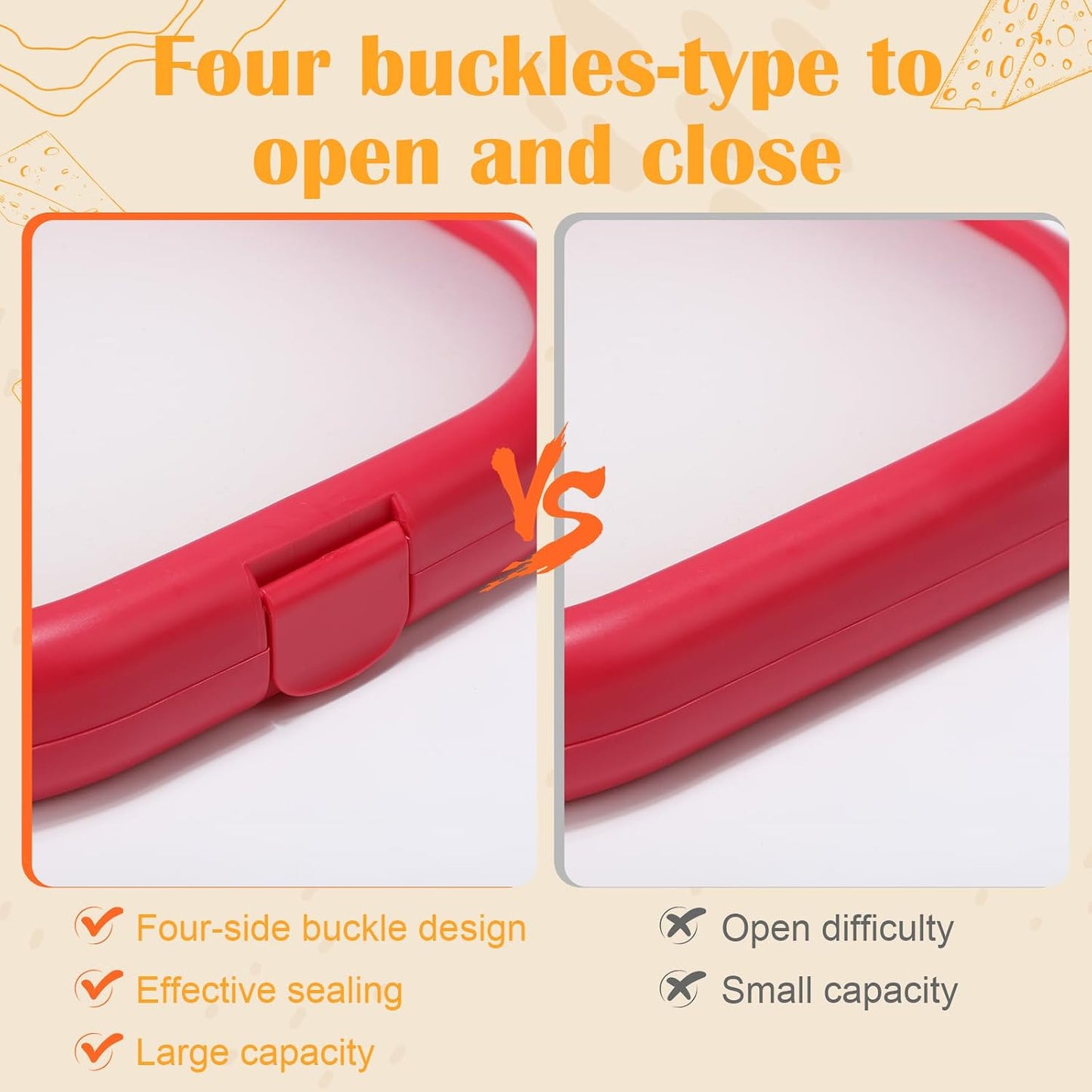 Nuogo 4 Pcs Silicone Food Storage Containers, Fruit Storage Box, Onion Keeper, Avocado Saver, Kitchen Organizers for Fridge, Fresh-keeping Design(Red, White,Orange,7.9 x 7.9 x 1.4 Inches)