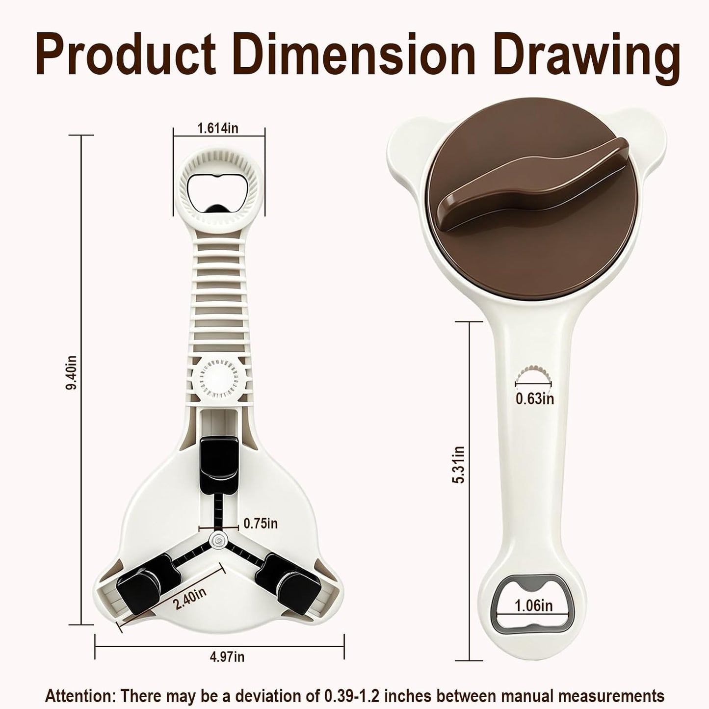 4 in 1 Adjustable Jar Opener with Non-Slip Claws, Bottle Opener for Seniors | Ideal for seniors, arthritis sufferers and weak-handed users. Lid remover, Beer bottle opener, water bottle opener