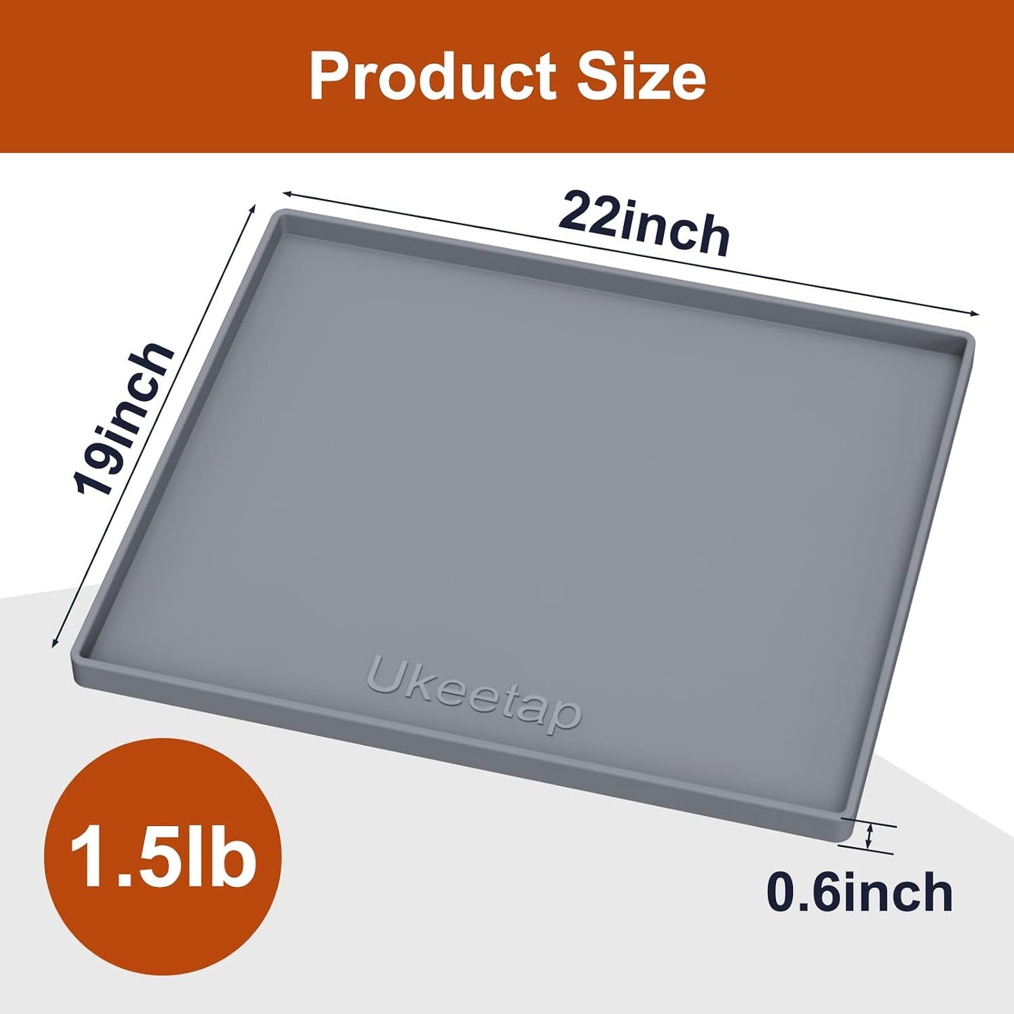 34" x 22" Extra Thick Silicone Mat Waterproof with Raised Edge, | Under Sink Mat for Kitchen & Bathroom, Kitchen Cabinet Liner, Multi-Purpose for Storage & Protection