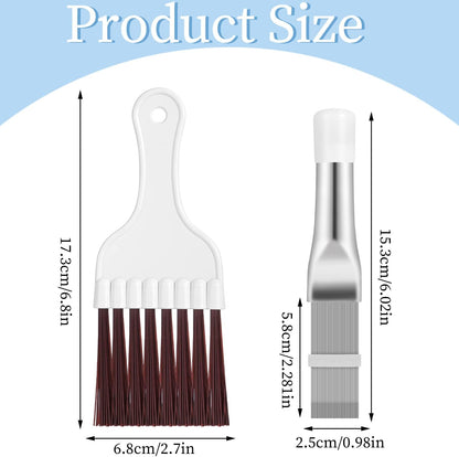 3 in 1 Air Conditioner Condenser Fin Comb, Fin Cleaning Brush Coil Cleaner | Stainless Steel Fin Comb and 2 Whisk Brushes, for Air Conditioner Coil Cleaner Refrigerator Evaporators Radiator Repair Tool