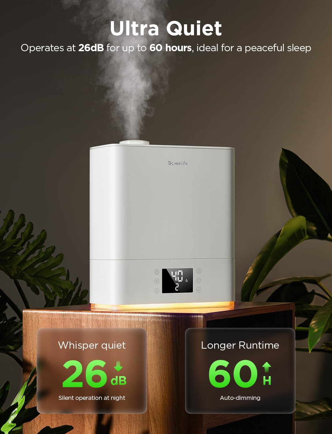 GoveeLife Smart Humidifiers for Bedroom Large Room, 6L Top Fill Humidifier