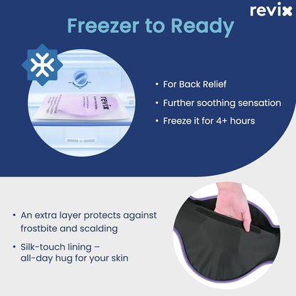 REVIX Extra Large Lower Back Ice Pack Wrap, 2 Pack Gel Wrap for Lumbar | Reusable Cold Gel for Sciatica & Waist Relief, 13.4 x 11 in, Hands-free Lumbar Wrap for Men & Women, Blue
