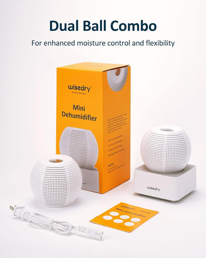 Wisedry 2 Hours Fast Rechargeable Mini Dehumidifier - Wireless Gun Safe Dehumidifier, Auto-Shutoff, Indicator Function (2 Dehumidifiers, White)