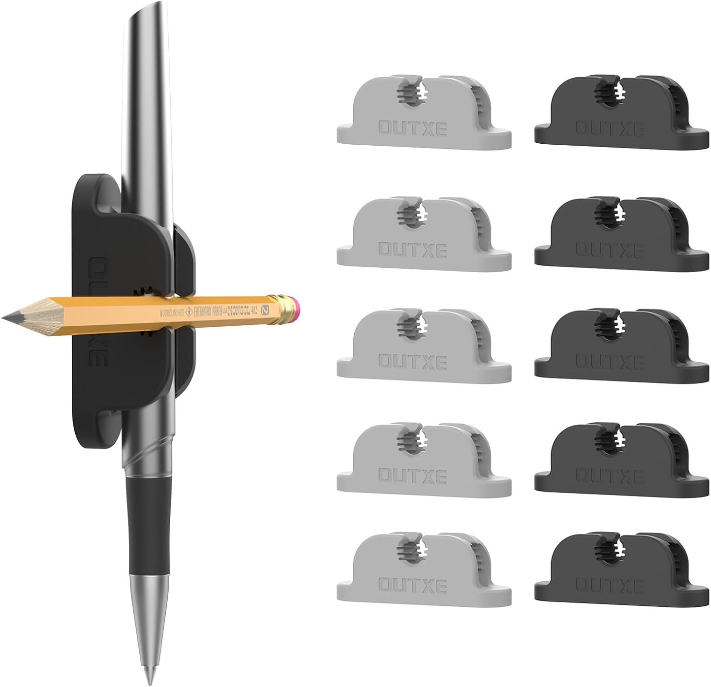 OUTXE 6-Pack Magnetic & Adhesive Pen Holder with Dual Slots - Easy Organize & Access Pencil, Pen, Marker- Perfect for Desk, Wall, Refrigerator, Whiteboard, Clipboard | Easy Organize & Access Pencil, Pen, Marker- Perfect for Desk, Wall, Refrigerator,