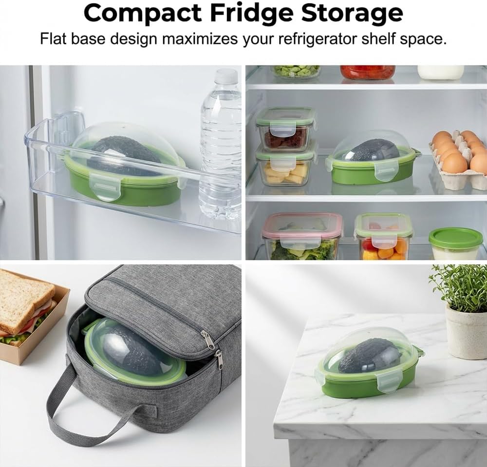 Avocados Saver Keeper Container for Fridge, Reusable Avocado Holder to Keep Avocados Fresh, Free Fruit Storage Containers for Fridge with Snap-On Lid, Dishwasher Safe Kitchen Gadget (1)