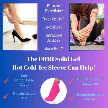 FOMI Hot Cold Full Foot and Ankle Solid Gel Ice Pack | Premium Comfort 360 Degree Cooling Compression Wrap for Plantar Fasciitis, Heel Spurs, Achilles, Tendonitis, Sore Feet, Gout | One Size (Blue)