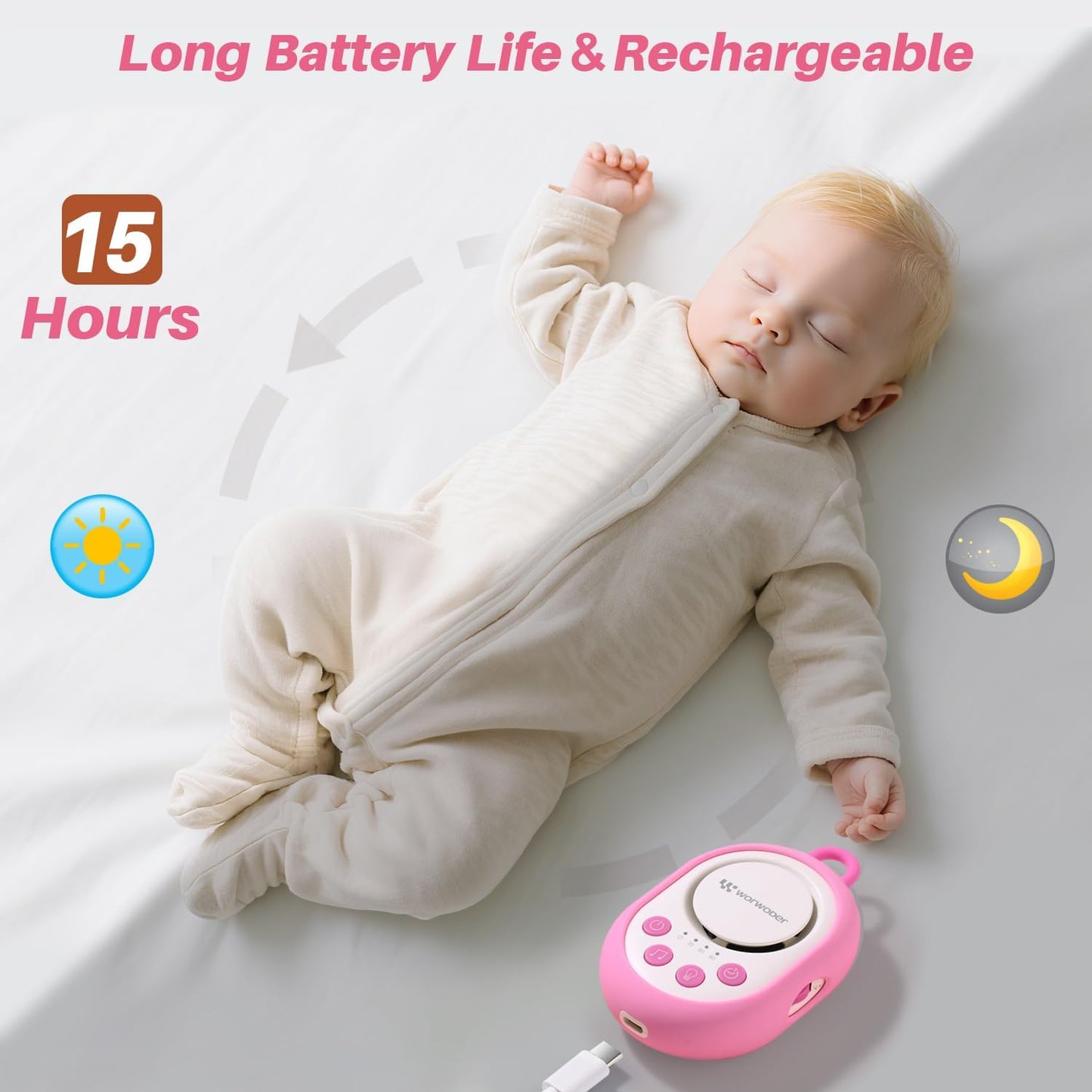 2026 Mom's Choice Awards | White Noise Sound Machine Baby with Night Light, 20 Soothing Sounds, 22 Hours Battery Life, Travel, Registry Gift, Shower, Clips on Baby Stroller (Blue)