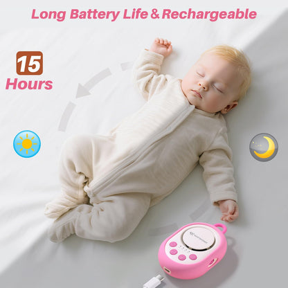 2026 Mom's Choice Awards | White Noise Sound Machine Baby with Night Light, 20 Soothing Sounds, 22 Hours Battery Life, Travel, Registry Gift, Shower, Clips on Baby Stroller (Blue)