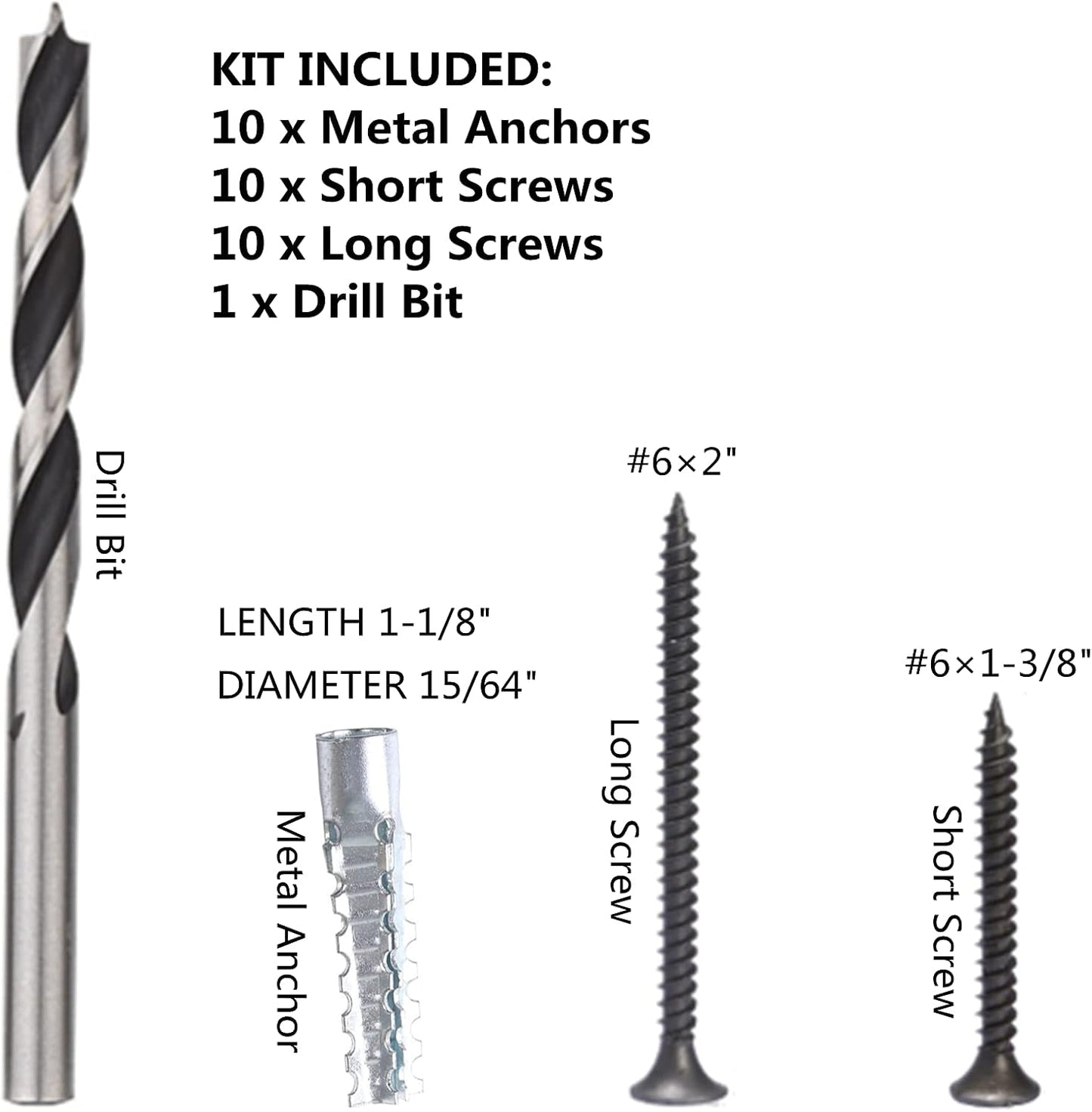 Screw Door Security Hardware Reinforcement Jamb Repair Kit - Terrific Solution for Stripped Door Hinge, Damaged Screw Repair (Black)