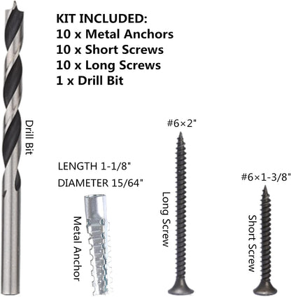 Screw Door Security Hardware Reinforcement Jamb Repair Kit - Terrific Solution for Stripped Door Hinge, Damaged Screw Repair (Black)