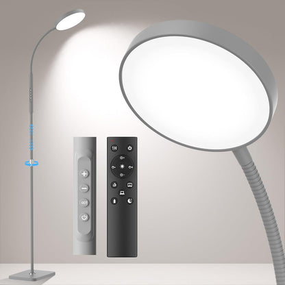 PACOVY Floor Lamp, Adjustable Height Floor Lamps for Living Room Bedroom, 120 LED Super Bright Standing Lamp Remote & Touch Control Dimmable Gooseneck Tall Stand Reading Lamp for Office Craft, Black