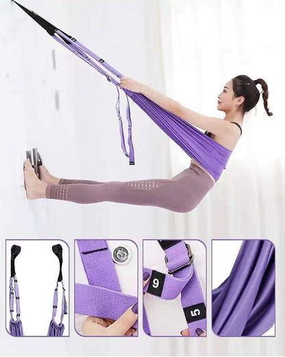 Yoga Stretching Strap, Adjustable Leg Stretcher Waist Back Stretch Band with Door Anchor, Flexibility Backbend Trainer for Aerial Yoga, Pilates, Ballet, Dance