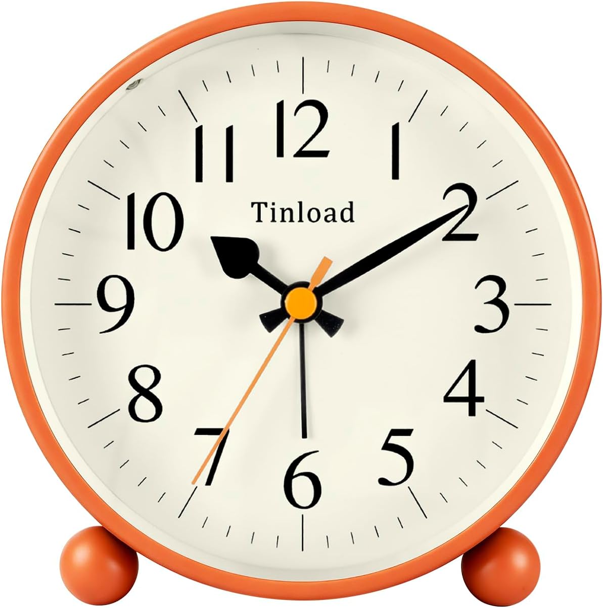 Tinload 4.5" Vintage Retro Analog Alarm Clock, Super Silent Non Ticking Small Clock with Manual Light, Snooze, Battery Operated, for Living Room, Bedroom, Bedside, Desk(Blue)