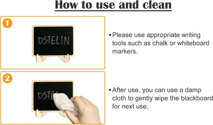 10 Pack Mini Chalkboards Signs with Easel Stand, Small Rectangle Chalkboards Blackboard, Wood Place Cards for Weddings, Birthday Parties, Message Board Signs and Event Decoration