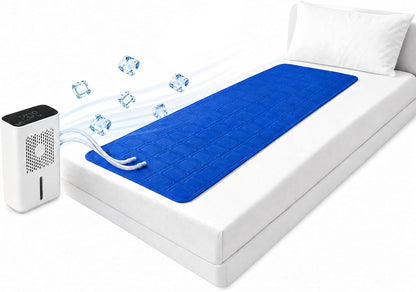 Bed Cooling System with LCD Panel, 1-9H Adjustable Timer, 2 Speeds | 6W Water Cooling Mattress Pad for Hot Sleepers, Low Noise, Beat Night Sweats, Cooling Mat for Student Dormitory, Nursing Home