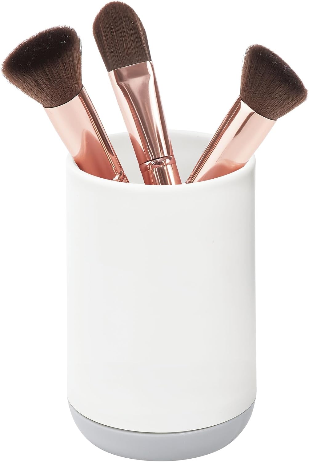 iDesign Cade Collection Toothbrush Holder, 3" x 3" x 4.5", White/Gray | For Normal Toothbrushes, For Spin Brushes, For Toothpaste