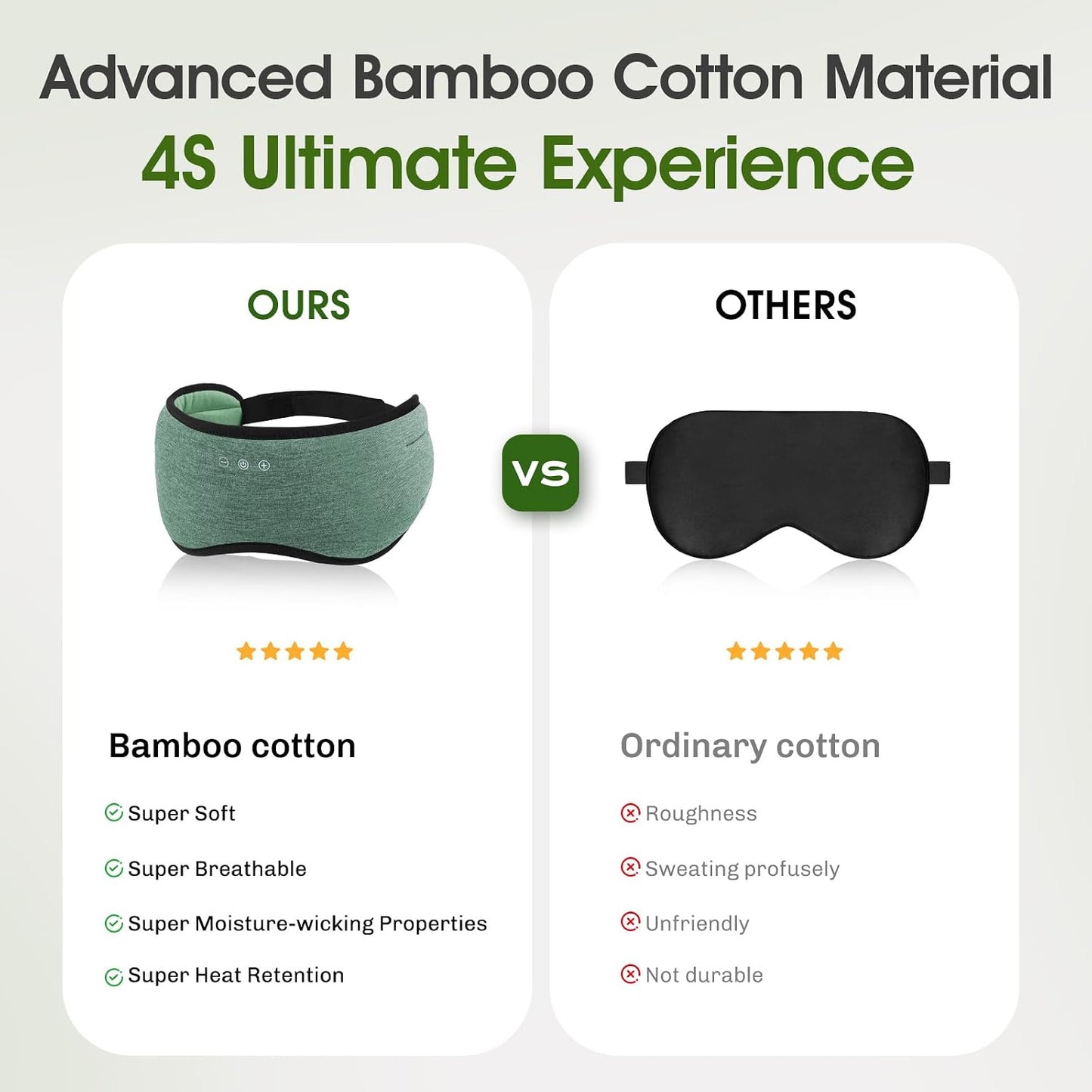 Sleep Headphones with Bluetooth 5.4 Sleep Mask, Bamboo Cotton Music Wireless Bluetooth Eye Mask for Sleeping, Earphones HD Speaker Microphone for Travel