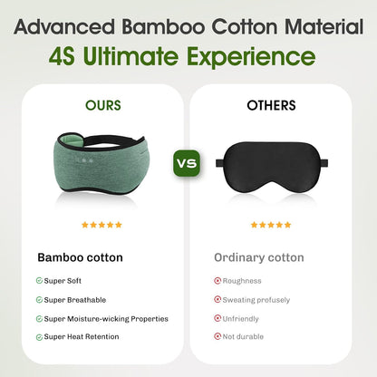 Sleep Headphones with Bluetooth 5.4 Sleep Mask, Bamboo Cotton Music Wireless Bluetooth Eye Mask for Sleeping, Earphones HD Speaker Microphone for Travel