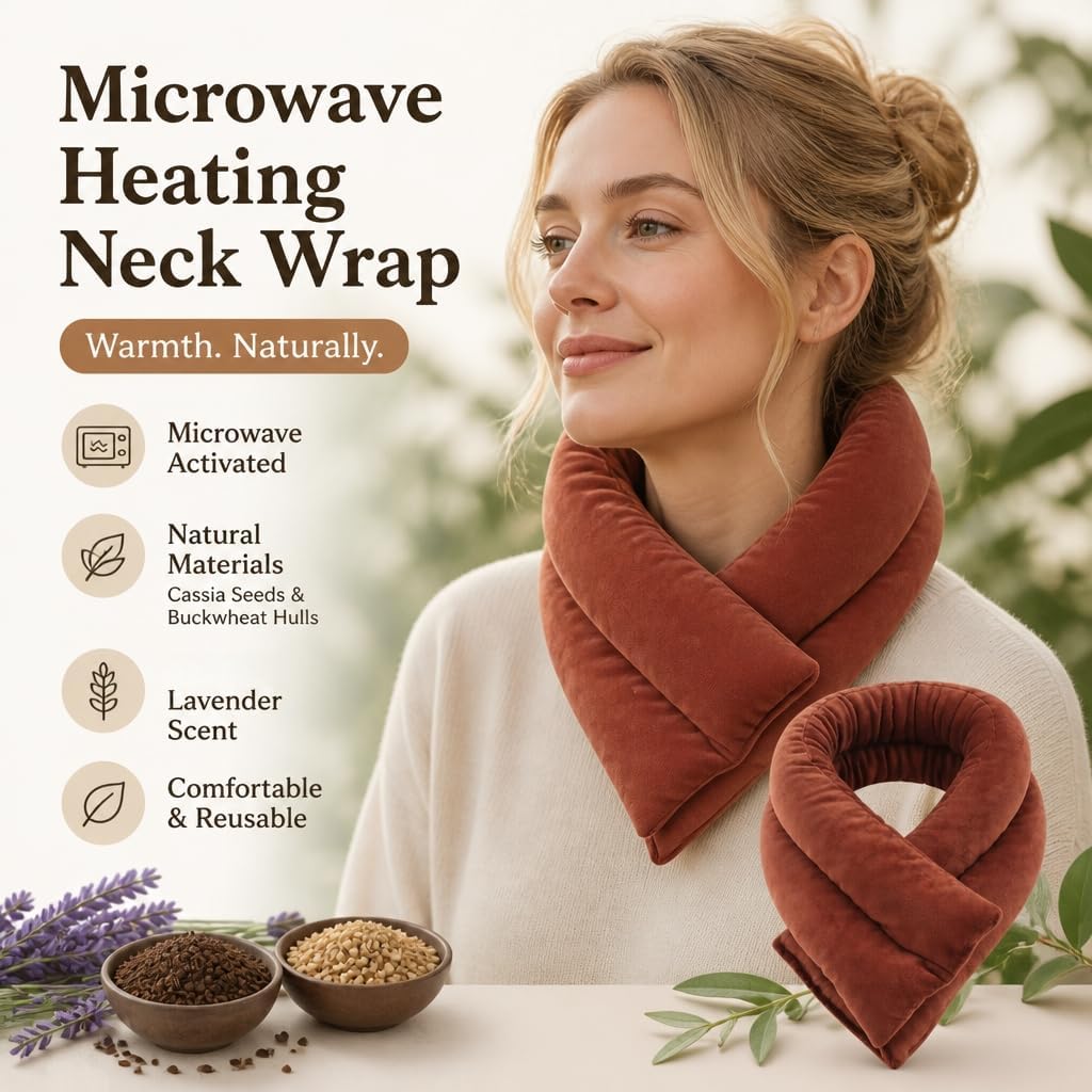 Microwavable Neck Shoulder Heating Wrap with Lavender | Natural Herb Filling, Reusable