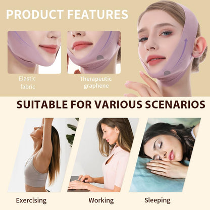 V-Line Lifting Mask, Chin Strap for Sleeping, Jawline Wrap, Medium, Pink