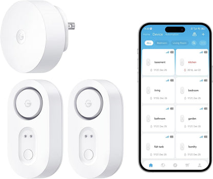 GoveeLife Upgraded Smart Water Leak Detector 1s with High Alarm, 4 Pack | 1804ft Ultra-Long Range, WiFi Water Sensor with SMS/Email/APP Push, 5Yr Battery Life,IP67, Suit for Home, Basement, Kitchen