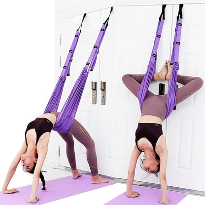 Backbend Trainer Aerial Yoga Rope Splits Stretch Hip Opener Elastic Leg Stretcher for Women Doorway Inversion Strap Flexibility Training Equipment Yoga Swing Hammock